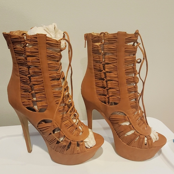 Bebe Lace up Wedge Stillotes Shoes - Picture 4 of 6